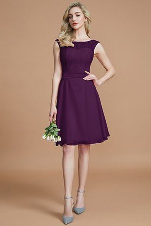 Robe demoiselle d'honneur de col bateau de princesse avec zip a-ligne manche nulle - Photo 18