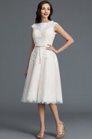 A Linie Beach Stil Tüll Bescheidenes Mini Brautkleid - Bild 4