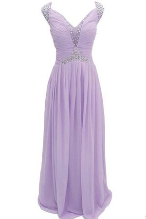 Paillettenbesetztes Chiffon A-Linie plissiertes bodenlanges Brautjungfernkleid - Bild 5