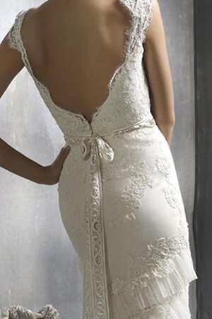 Robe de mariée naturel plissé de traîne courte avec manche épeules enveloppants de sirène - Photo 3