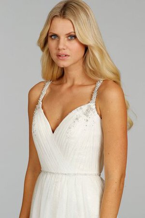 V-Ausschnitt Strand Perlenbesetztes Chiffon Spitze informelles Brautkleid - Bild 6
