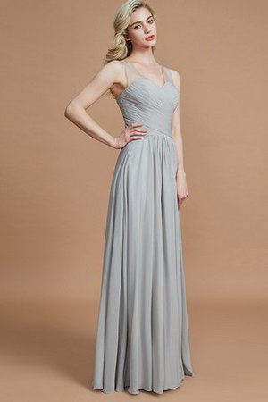 Prinzessin Normale Taille Bodenlanges Brautjungfernkleid aus Chiffon mit V-Ausschnitt - Bild 5