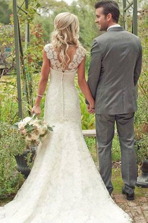 Abito da Sposa Sirena Spazzola Treno Naturale V-Scollo in Pizzo - Foto 2