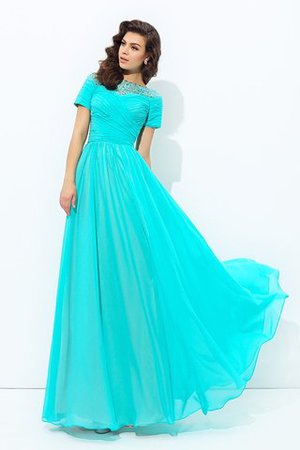 Robe de bal formelle longue en chiffon de col bateau de princesse - Photo 4