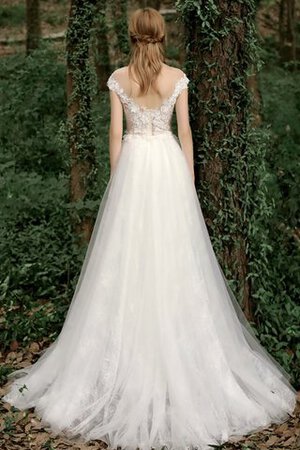 Spitze Leuchtenden Sittsames Bodenlanges Brautkleid mit Schaufel Ausschnitt - Bild 2