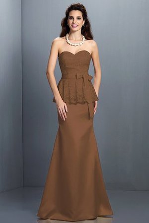 Ärmelloses Satin Bodenlanges Anständiges Brautjungfernkleid mit Bordüre - Bild 4