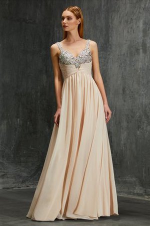 Ärmelloses Normale Taille Reißverschluss Perlenbesetztes Ballkleid aus Chiffon - Bild 3