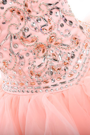 Halle Tüll swing modernes romantisches Quinceanera Kleid mit Kristall Blumenbrosche - Bild 3