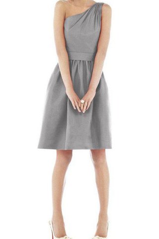 Ein Träger A-Line Satin Reißverschluss knielanges kurzes Brautjungfernkleid - Bild 1