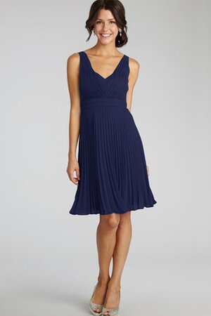 Ärmellos A-Line Chiffon Brautjungfernkleid mit Plissierungen mit V-Ausschnitt - Bild 6