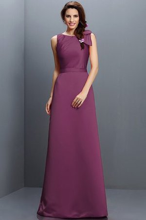Robe demoiselle d'honneur longue en forme fermeutre eclair col en bateau en satin - Photo 5