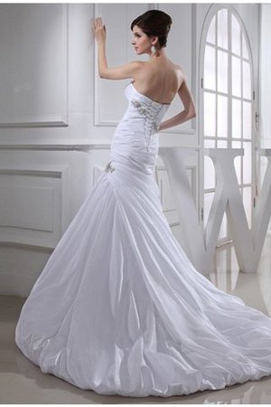 Abito da Sposa in Taffeta Semplice Senza Spalline con Applique con Perline - Foto 2