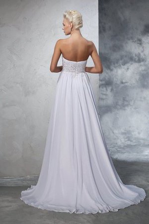 Robe de mariée longue fermeutre eclair avec chiffon de traîne courte avec perle - Photo 2