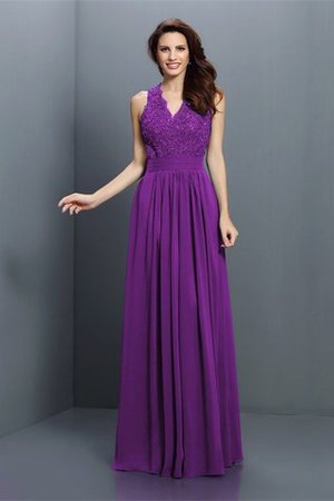 Reißverschluss Ärmellos Prinzessin Chiffon V-Ausschnitt Brautjungfernkleid - Bild 13