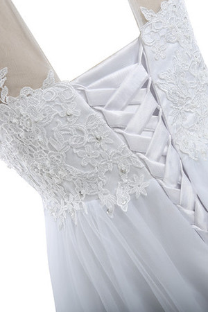 Robe de mariée officiel de col en cœur de traîne courte avec manche courte versicolor - Photo 7