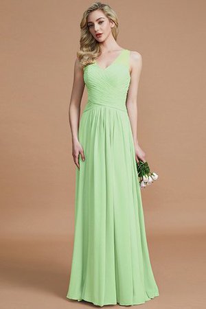 Prinzessin Normale Taille Bodenlanges Brautjungfernkleid aus Chiffon mit V-Ausschnitt - Bild 31