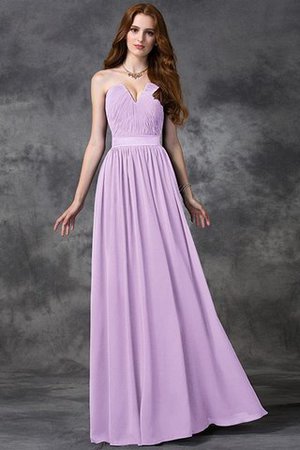 Robe demoiselle d'honneur longue manche nulle de col en cœur avec chiffon a-ligne - Photo 19