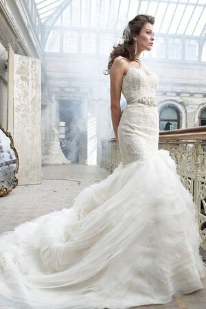 Vestido de Novia de Escote Corazón de Sin mangas de Cristal de Escalonado con Cintas - Foto 2