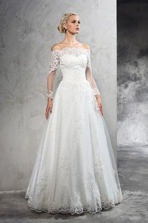 Abito da Sposa con Maniche Lunghe Elegante Fuori dalla spalla Lungo A Terra - Foto 4