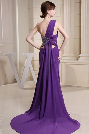 Robe de soirée long ruché d'épaule asymétrique avec perle fendu latérale - Photo 5