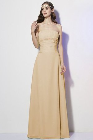 Vestido de Dama de Honor de Corte-A de Largo de Escote sin tirantes de Plisado - Foto 6