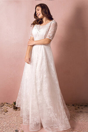 Robe de mariée en satin col en bateau noble ligne a romantique - Photo 3