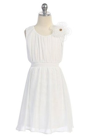 Robe de cortège enfant plissage courte avec fleurs a-ligne avec zip - Photo 1