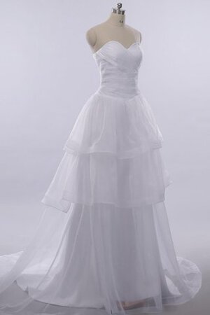 Ärmellos Spitze geschichtes bodenlanges Brautkleid mit Rücken Schnürung mit Bordüre - Bild 1