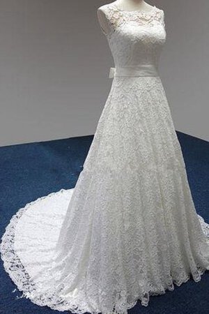Abito da Sposa Allacciato a Sala A-Line in Pizzo Coda A Strascico Corto largo - Foto 2