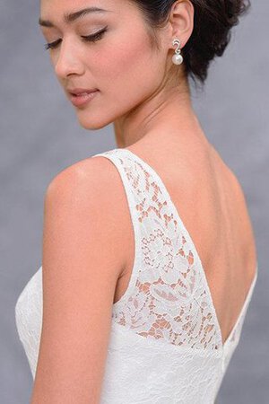 Abito da Sposa in Pizzo alta bassa Sotto Ginocchio Senza Maniche Semplice V-Scollo - Foto 4