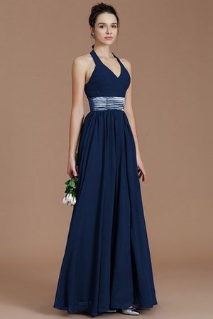 Normale Taille A-Line Ärmelloses Bodenlanges Brautjungfernkleid aus Chiffon - Bild 15