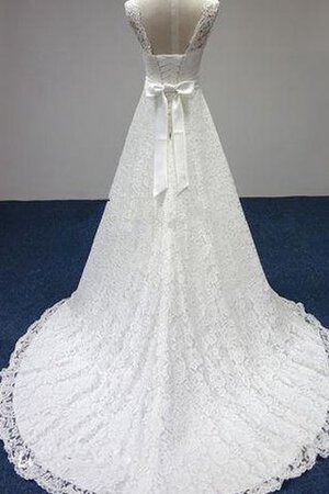 Robe de mariée naturel romantique ligne a en dentelle de col bateau - Photo 3