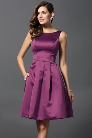 Prinzessin Satin A-Linie Knielanges Brautjungfernkleid mit Natürlicher Taille - Bild 5