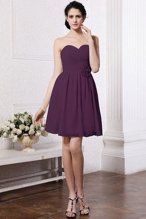 Chiffon Drapiertes Ärmelloses Mini Brautjungfernkleid mit Herz-Ausschnitt - Bild 12