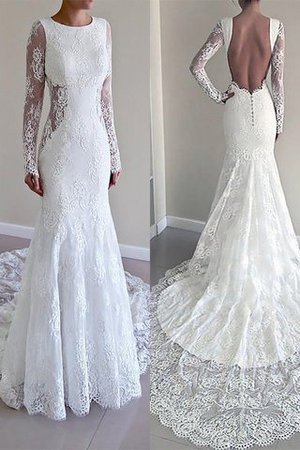 Robe de mariée vintage luxueux encolure ronde de sirène avec manche longue - Photo 1