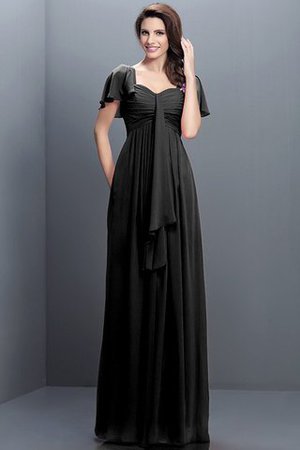 Halbe Ärmeln Herz-Ausschnitt Plissiertes Bodenlanges Brautjungfernkleid aus Chiffon - Bild 2
