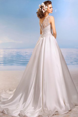 Abito da Sposa A-Line Senza Maniche in Pizzo a Spiaggia in pizzo V-Scollo - Foto 2