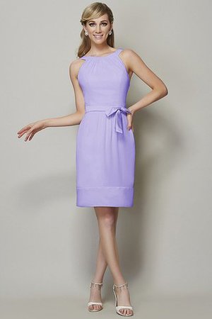 Schaufel-Ausschnitt Reißverschluss Enganliegendes Knielanges Brautjungfernkleid aus Chiffon - Bild 19
