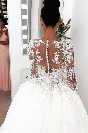 Duchesse-Linie Lange Ärmeln Gericht Schleppe Schaufel-Ausschnitt Extravagantes Brautkleid - Bild 3