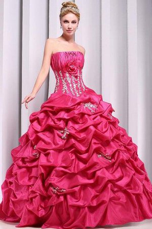 Geschichtes trägerlos bodenlanges Quinceanera Kleid mit Rücken Schnürung mit Blume - Bild 6