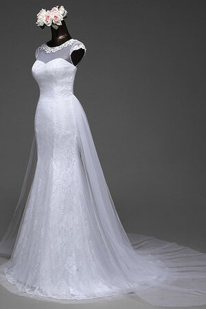 Robe de mariée gracieux de col bateau de sirène romantique naturel - Photo 3