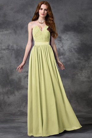 Robe demoiselle d'honneur longue manche nulle de col en cœur avec chiffon a-ligne - Photo 9