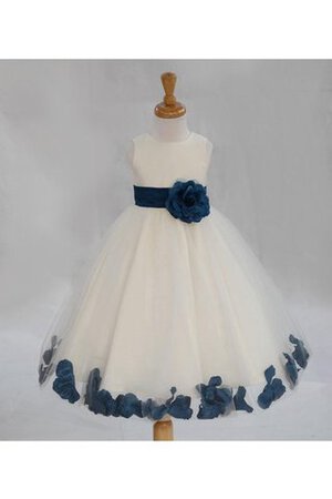 A-Linie Duchesse-Linie Ärmellos Bateau Blumenmädchenkleid mit Schleife mit Rüschen - Bild 4