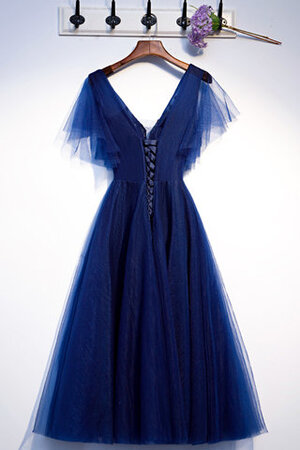 Charmant Satin Vintage Cocktailkleid aus Tüll mit Kurzen Ärmeln - Bild 2