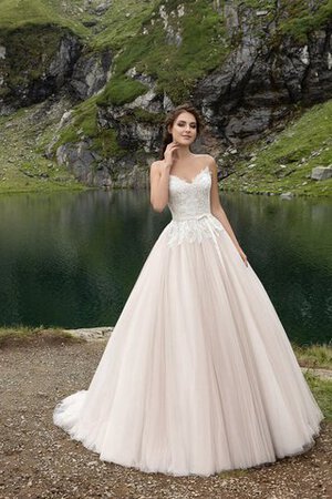 Robe de mariée textile en tulle appliques col en forme de cœur a-ligne avec sans manches - Photo 1