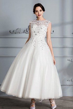 Duchesse-Linie Schaufel-Ausschnitt Seeküste Tüll Wadenlanges Brautkleid - Bild 1