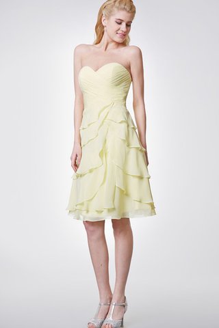 Robe demoiselle d'honneur romantique manche nulle a-ligne au niveau de genou de lotus - Photo 2