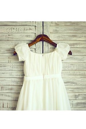 Robe de cortège enfant naturel avec fleurs a-ligne jusqu'au mollet fermeutre eclair - Photo 4