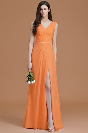 Normale Taille Gerüschtes Prinzessin Bodenlanges Brautjungfernkleid ohne Ärmeln - Bild 26