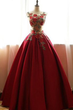 Tüll Duchesse-Linie Spitze Ärmelloses Perlenbesetztes langes Quinceanera Kleid - Bild 1